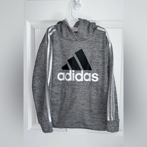 Adidas Heather Gray Hoodie with Black and White Accents